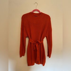 Zesica Orange Sweater Dress